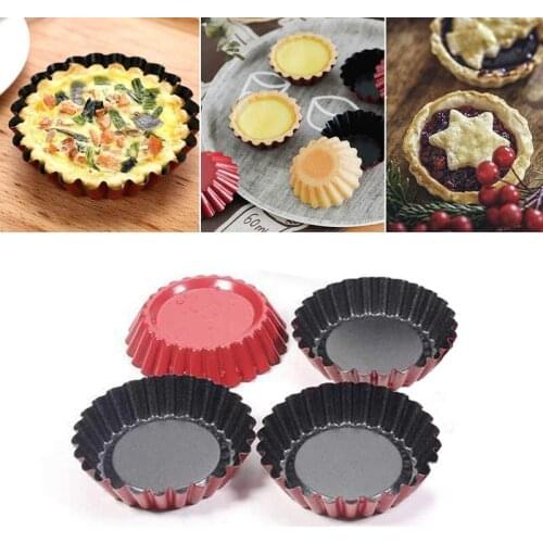 Nonstick Ripple Aluminum Alloy Egg Tart Mold Flower Shape Reusable Cupcake and Muffin Baking Cup Tartlets Pans