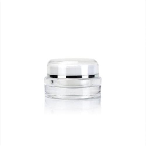15g white round cream jar with silver/gold line for eye cream/day cream/essence/gel/moisturizer acrylic jar, plastic jar packing
