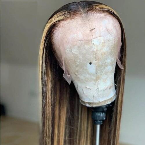 Highlight Color Silky Straight Wig 13*4 Transparen Lace Front Human Hair Wig For Women With Baby Hair Remy Brazilain Wigs