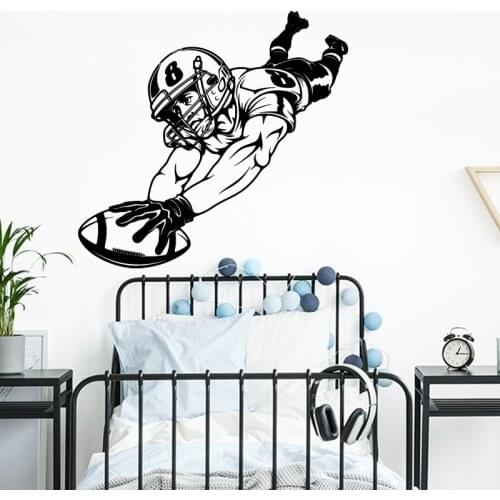 Large American football player Soccer Wall Sticker Boy Room Kids Room America Football Sport Soccer Wall Decal Bedroom Vinyl