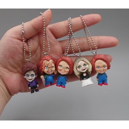 5pcs/set 4cm Horror Movie Chucky Keychains Bride of Chucky Toys Pendant PVC Model Figure Doll