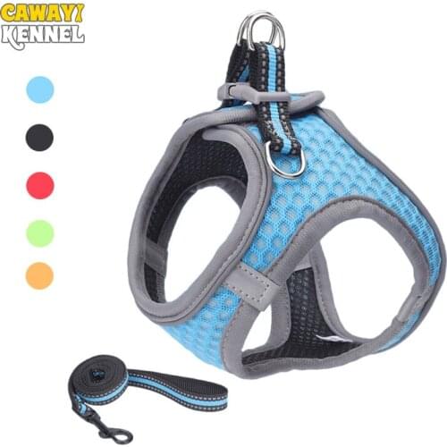CAWAYI KENNEL Pet Vest Harness Leash Sets Adjustable Chest Puppy Harness Breathable for Small Medium Dog Cat Supplies D2375