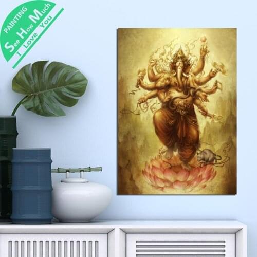 1 Piece Brahma Elephant Head Buddha HD Printed Canvas Wall Art Posters and Prints Poster Painting Framed Artwork Room Decoration