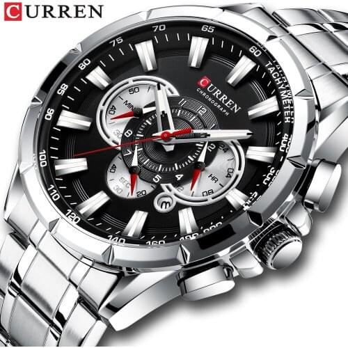 Sports Watches Mens Luxury Brand CURREN Stainless Steel Quartz Watch Chronograph Date Wristwatch Fashion Business Male Clock