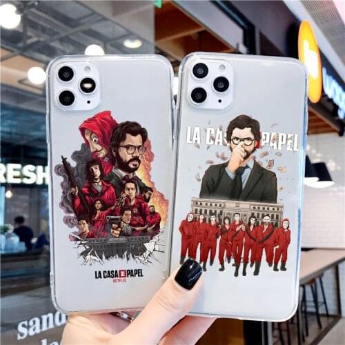 Spain TV Money Heist House Paper transparent TPU soft phone case for iPhone 11 Pro Max Cover for iphone 12pro XS MAX XR 7 8 Plus