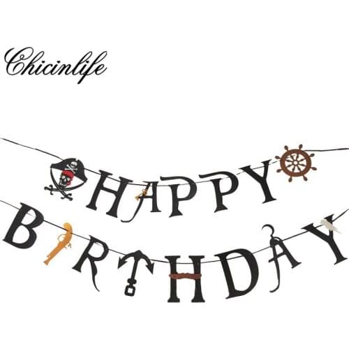 Chicinlife 1set Pirate Happy Birthday Banners Garland Baby Shower Kids Party Birthday For Kids Adults Banner Decoration