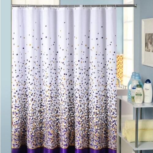 Purple geometric square Waterproof mildew shower curtain polyester Bathroom curtainwith plastic hook SK-14