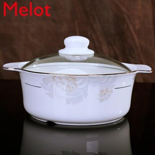 Hot Pot Cooker Large Casserole Soup Pot Open Fire Straight Burning Ceramic Pot Ceramic Dry Stew Pot Restaurant Casserole Soup