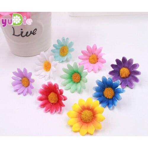 10pcs Artificial flowers cheap silk small daisy sunflower for wedding decoration diy wreath Scrapbooking Craft fake flowers