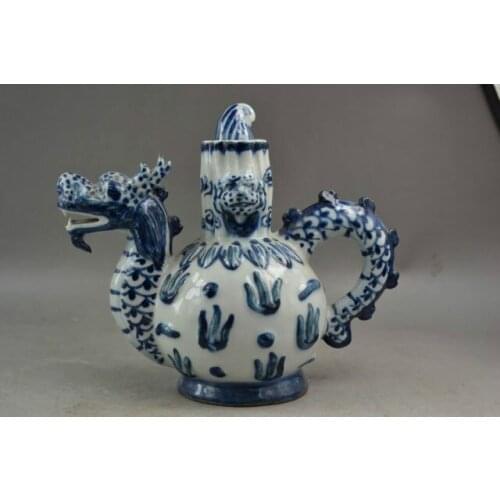 Exquisite Chinese antique handmade fine old auspicious dragon statue teapot