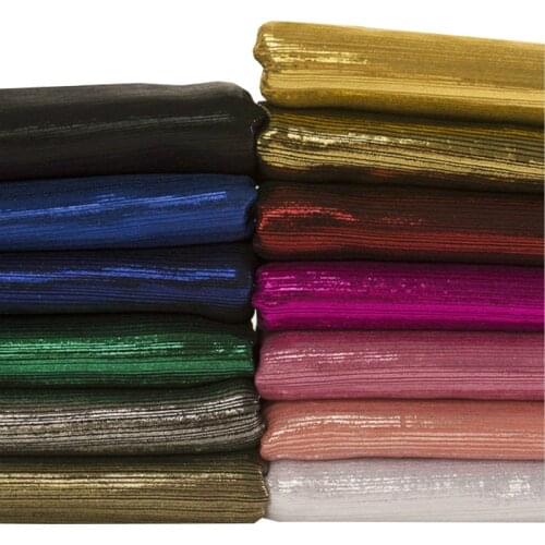 Laser Stretch Metallic Clothing Fabric Knit Elastic Bronzing Shiny Fabric by the Meter, Green, Silver, Black, Gold