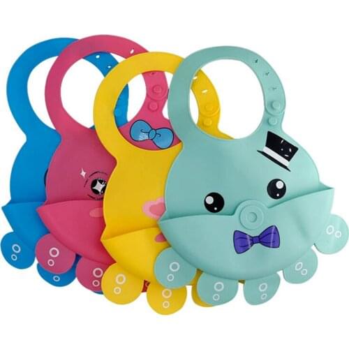 Octopus Bib For Baby Girls Cute Toddler Boys Silicone Bibs Soft Child Feeding Waterproof Newborn Shower Gifts