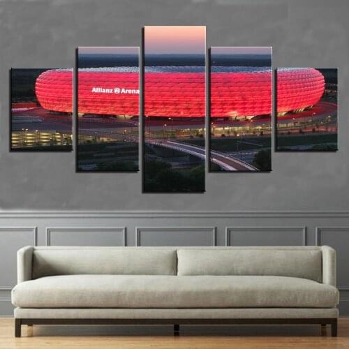 5 Piece Canvas Wall Art Bayern Munich Allianz Arena Group Pictures Living Room Decoration Bedroom Image Home Office Poster