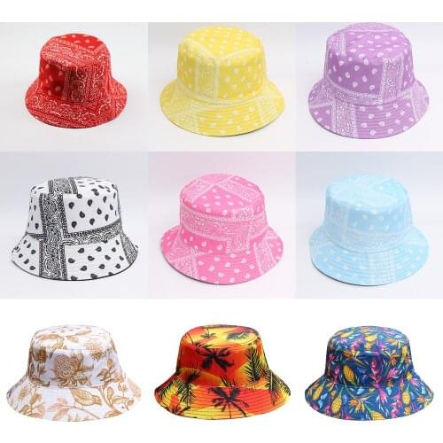 2021 New Fashion Vintage Cashew Print Bucket Hats Reversible Bob Chapeau Femme Hip Hop Caps Gorro Men Fisherman Hat
