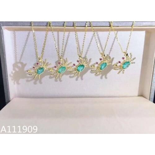 KJJEAXCMY boutique jewelry 925 sterling silver inlaid Natural Emerald necklace Womens pendant supports inspection beautiful