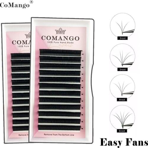 CoMango Easy Fan Volume Lashes DD Curl Bloom Individual Eyelash Extension Faux Mink Eyelashes Natural Camellia Lash Extension