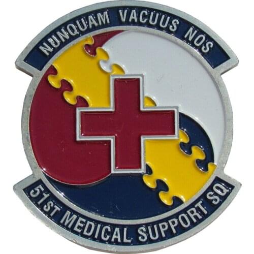 Custom US Air Force 51st Medical Support Squadron Challenge Hard Enamel Brooch Lapel Pin Can be Customized with Your Logo