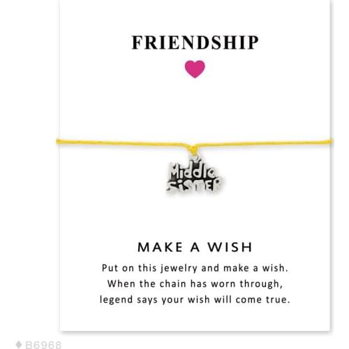 Unisex Girls Friendship Statement Engagement Wedding Silver Big Sister Middle Sister Little Sisters Charm Bracelets for Women