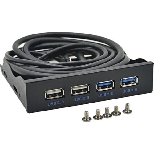 BTBcoin HUB USB 2.0 USB 3.0 4 Port Front Panel USB3.0 Hub Splitter Internal Combo Bracket Adapter for Desktop 3.5Inch Floppy Bay