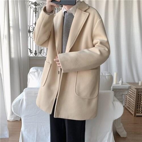 VERSMA Japanese Trendy Causal Vintage Winter Thick Wool Trench Coat Men Autumn Oversized Long Sleeve Male Overcoat Plus Size 5XL