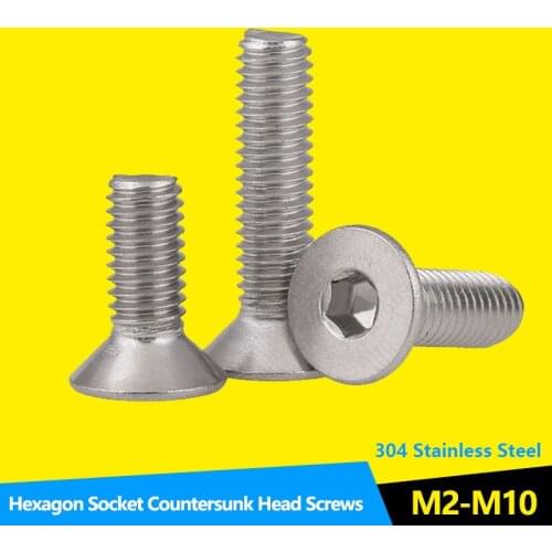 Hexagonal Socket Countersunk Head Cap Screw Socket Cap Screw Flat Cup Screw Hex Countersunk Screws 304 Stainless Steel