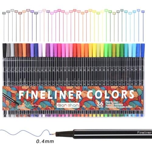 0.4 mm 36Colors Fineliner Marker Pens Drawing Sketch Finecolour Art Liner Pen Water Based Assorted Ink School Stationery