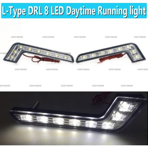 1 Pair Car Auto L-Type DRL Super Bright Lamp Fog Waterproof Daytime Running Light LED
