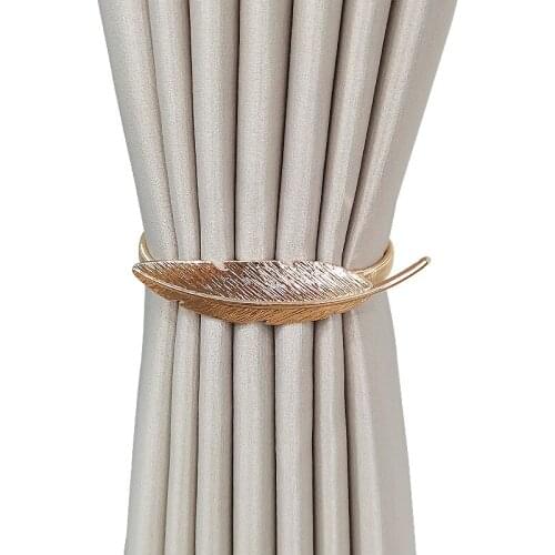 1pc Curtain Tiebacks Spring strap Alloy Hook Ring Curtain Holdback Buckles Clasp Clips Feather Curtain Accessories Holder