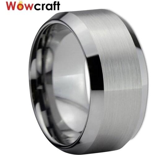 10mm Width Classic Tungsten Carbide rings for Men with Top Matte Brushed Comfort fit Wedding Bands Engagement ring