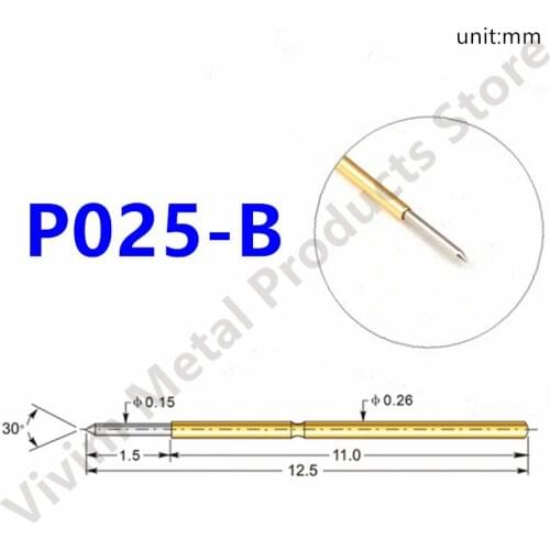 100 / Bag New Durable Test Pin Test Needle Probe P025-B Dia 0.26mm Length 12.50mm Safety Ring Holder Spring Detection