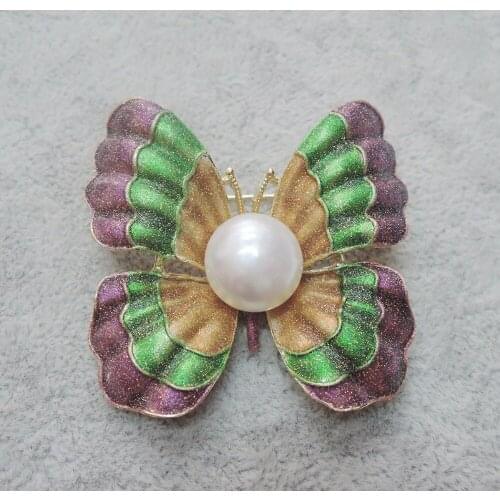 100% nature freshwater pearl brooch -very fashion Butterfly brooch high quality, 14-15 mm big pearl
