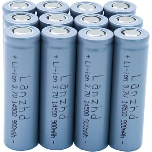 12PCS 14500 battery 3.7V 900mAh Rechargeable Li-ion Battery for LED Flashlight Battery accumulator battery real capacity
