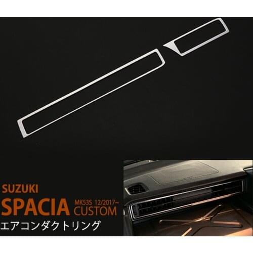 2PCS Dropship SUS304 Car A/C Chrome Trim Cover for SUZUKI SPACIA GEAR MK53S Chrome Car Vehicle Products