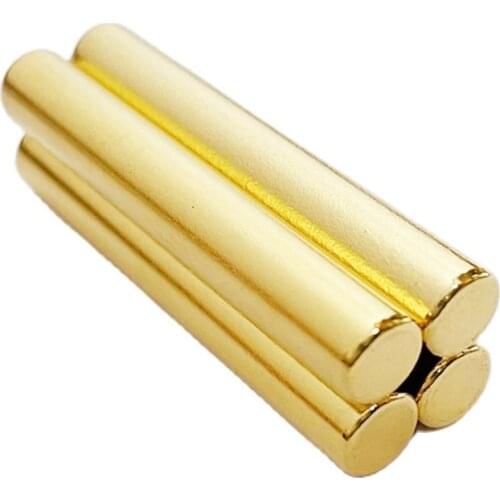 4Pcs Strong Rare Earth Bar Neodymium Magnets N50 Dia6.4x40.6mm Permanent Customizable Au coated Cylindrical Neodymium