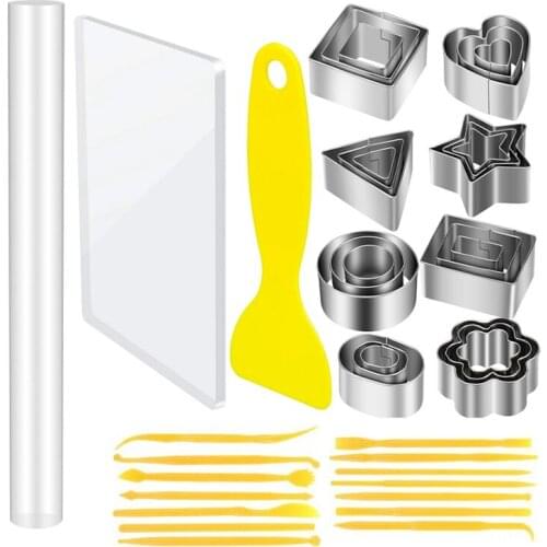 41 Pieces Clay Cutters and Acrylic Clay Roller Set,Clay Scrapers for Clay Pottery Craft DIY Making,Sculpting Tools