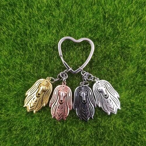 New Fashion Afghan Hound Dog Animal Cute Gold Silver Plated Keychain For Bag Car Women Men Love Christmas Day K190