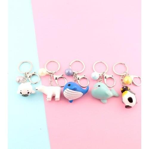 Marine Animal Doll Series Keychain Zoo Keychain Polar Bear Car Keychain