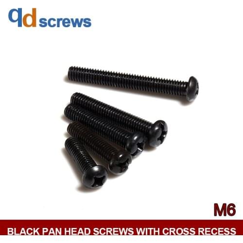 4.8 M6 Black Pan head screws with cross recess Cross Round Head Screw GB818-76 DIN7985 ISO 7045 Separate link