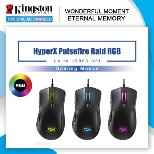 Kingston HyperX Pulsefire Raid RGB wired mouse Pixart E-sports mouse with native DPI up to 16000 Gaming Mouse 3389 sensor