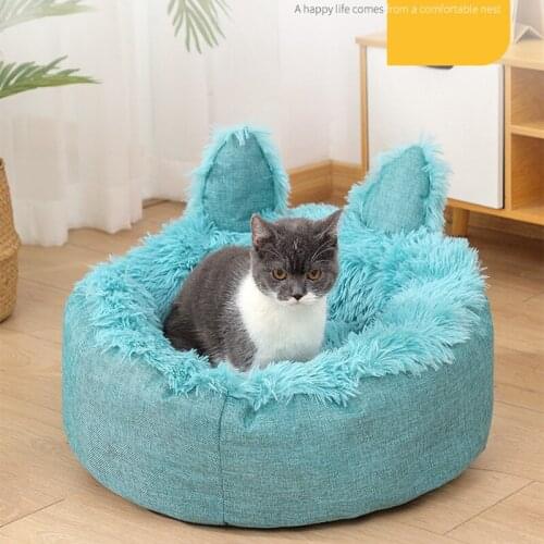 Cat Bed Warm Dog House Soft Long Plush Pet Dog Bed For Small Medium Large Dogs Cat Nest Pet Kennel Round Cushion Sleeping Sofa