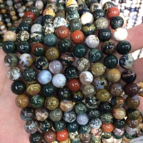 Round ocean jaspers stone beads natural GEM stone beads DIY Loose beads for jewelry making strand 15" free shiping wholesale