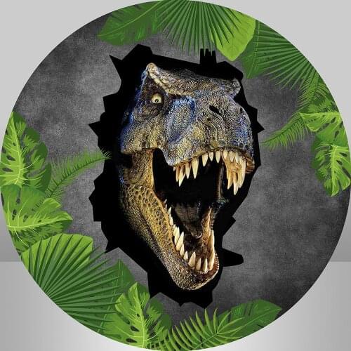 Sensfun Round Photography Backgrounds Jurassic World Park Dinosaur Happy Birthday Party Backdrops For Photo Studio Banner