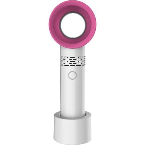 Leafless Mini USB 4-Speed Fan Rechargeable Portable Handheld Radiator Fan Small Desktop Fan with Base (White)