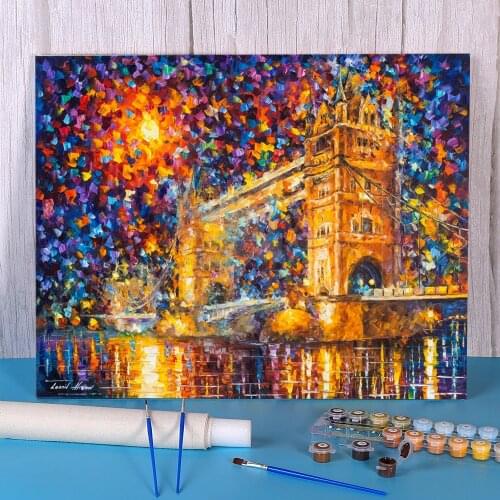 London Bridge Painting By Numbers Package Oil Paints 40*50 Oil Painting Handmade For Kids Art