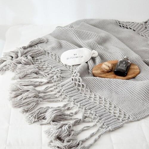 Chunky Knit Blanket Beige Soft Tassel Plaid Weight Blanket For Bed Home Decorative Sofa Throws Industrial Style Tapestry