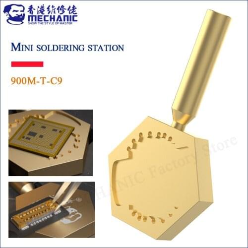 MECHANIC 900M-T-C9 7 in 1 micro soldering station welding head heating platform for A8-A14 chip glue removal for 936 series tips