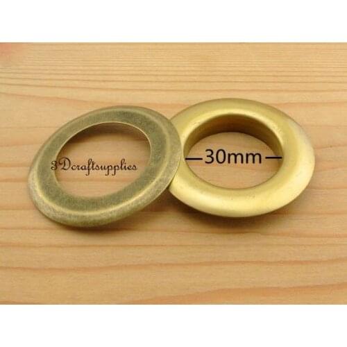 Eyelets metal with washer grommets anti bronze round 14 sets 30 mm M46