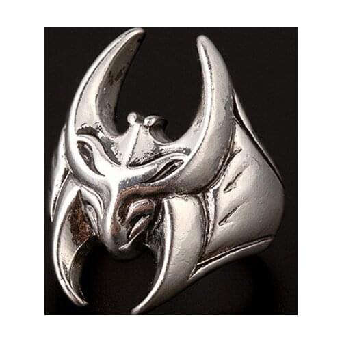 Punk Vintage Bat Opening Rings for Men Ancient Silver Color Adjustable Ring Simple Design Male Party Jewelry Gift