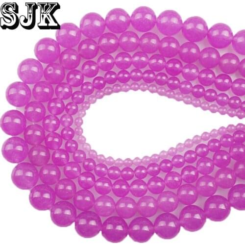 Natural Stone Purple Jades Violet Chalcedony Stone Round Loose Beads 4 6 8 10 12MM For Diy Bracelet Necklace Making