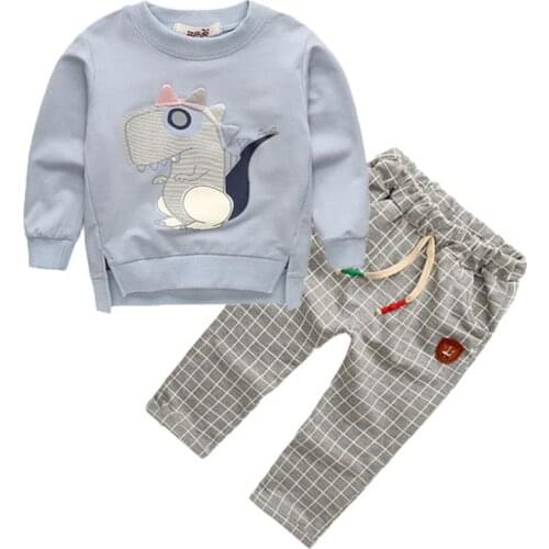 2020 New Spring autumn Boys girls Clothing Sets Sport Pullover Set dinosaur Fashion Kids 2pcs SuitsToddler Tracksuit Boys Set